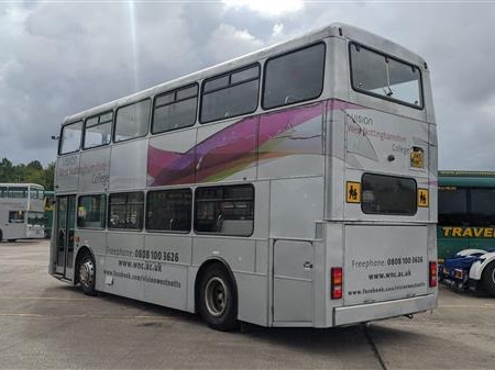 Back photo of a double decker Scania 1992
