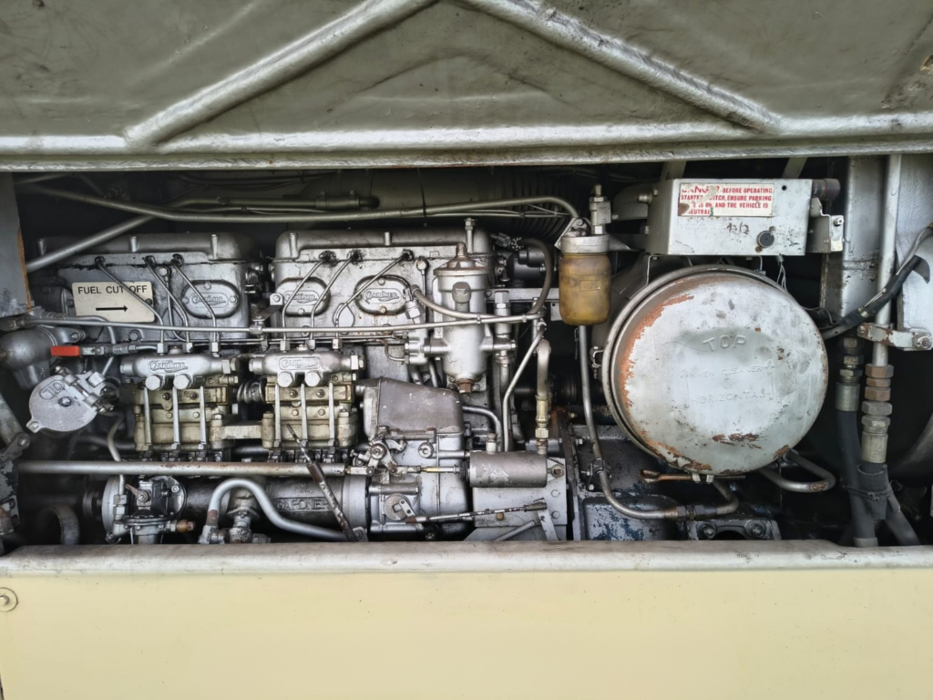 The engline on a Bristol double-decker bus